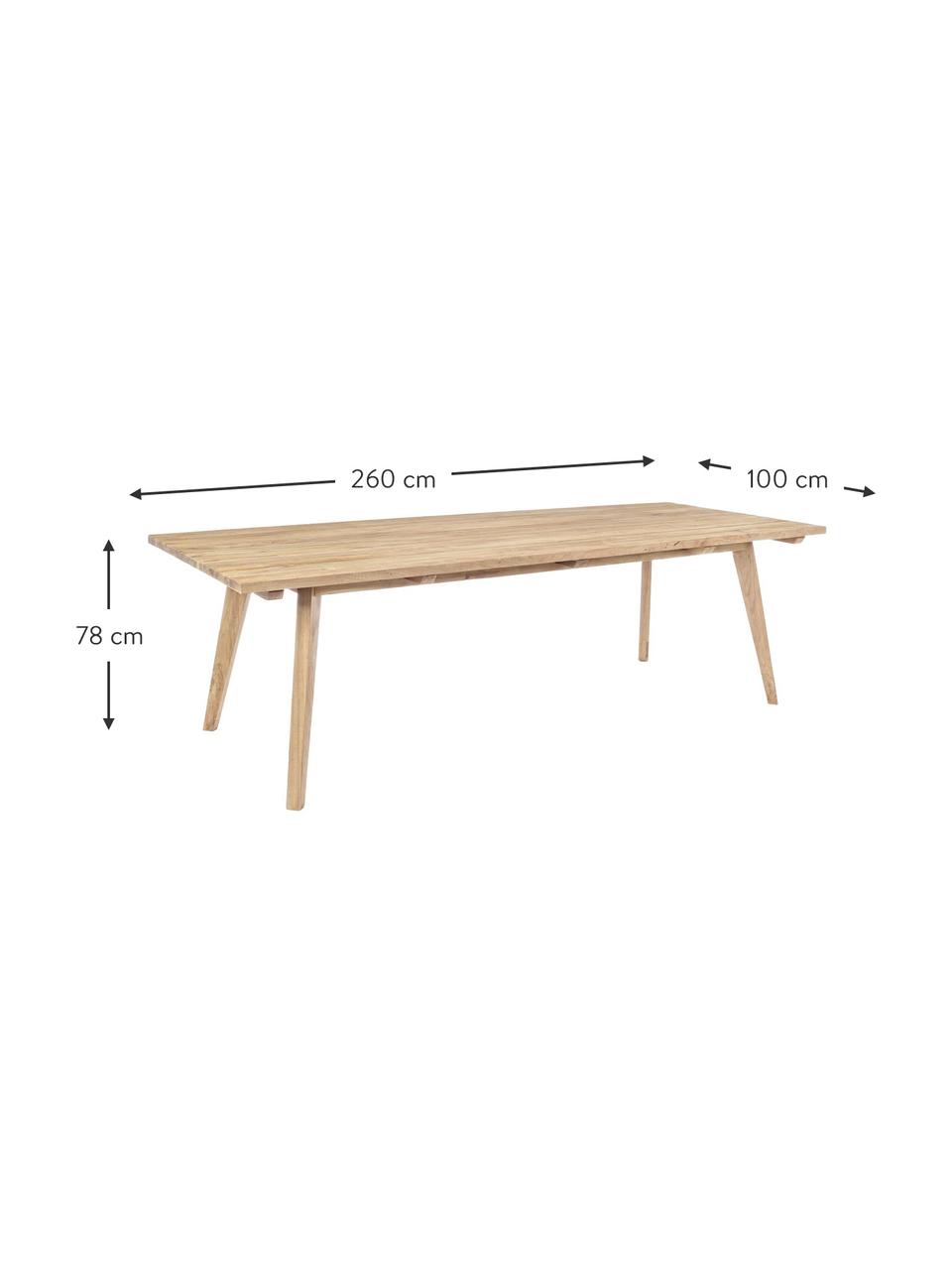 Zewnętrzny stół Kendari, Surowe drewno tekowe z recyklingu
Posiada certyfikat FSC, Drewno tekowe, S 260 x G 100 cm