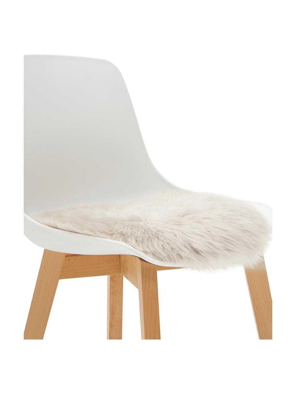 Galette de chaise ronde peau de mouton lisse Oslo, Beige, Ø 37 cm