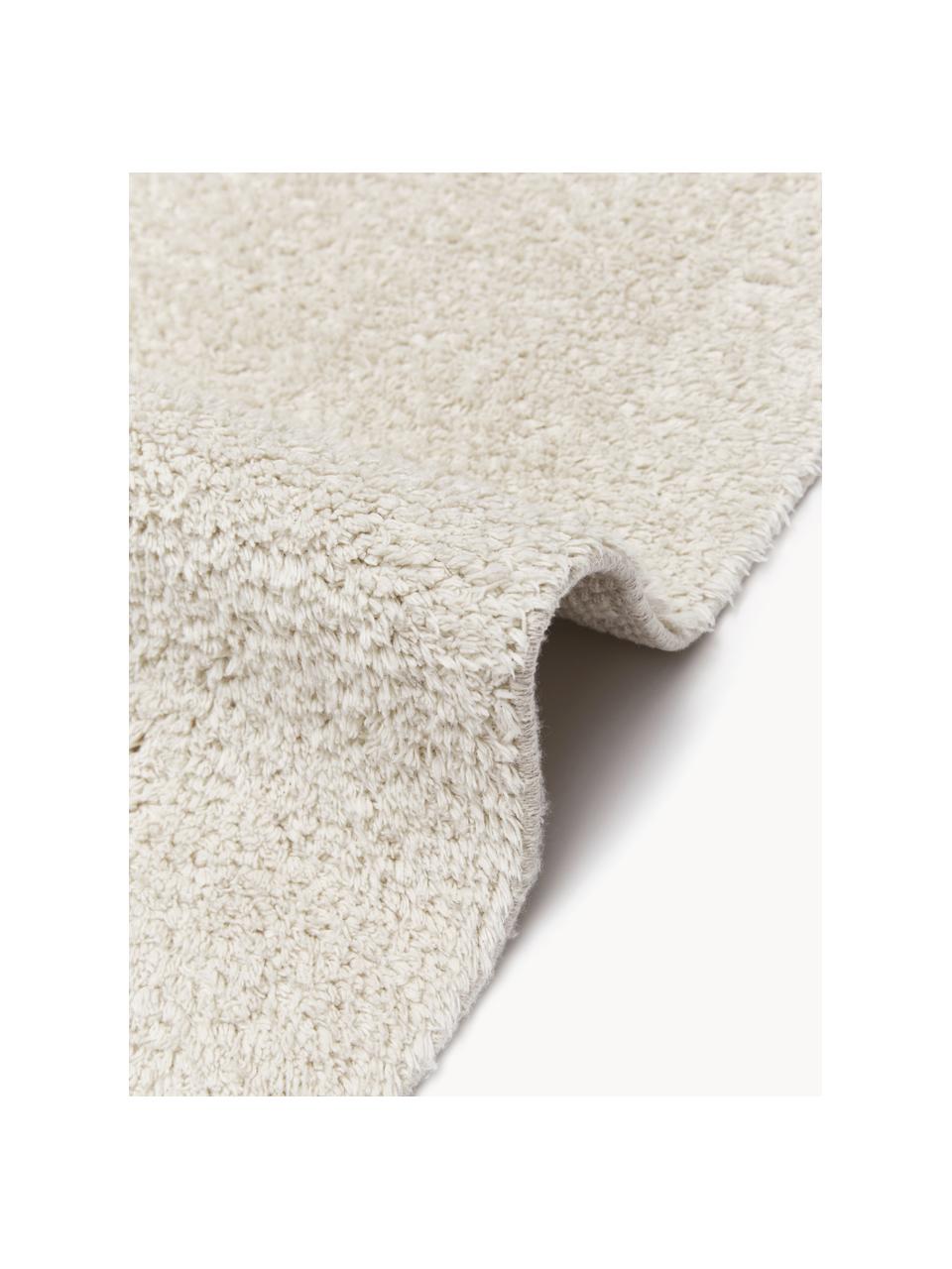Tapis de couloir en coton à franges, tufté main Daya, Blanc crème, larg. 80 x long. 250 cm