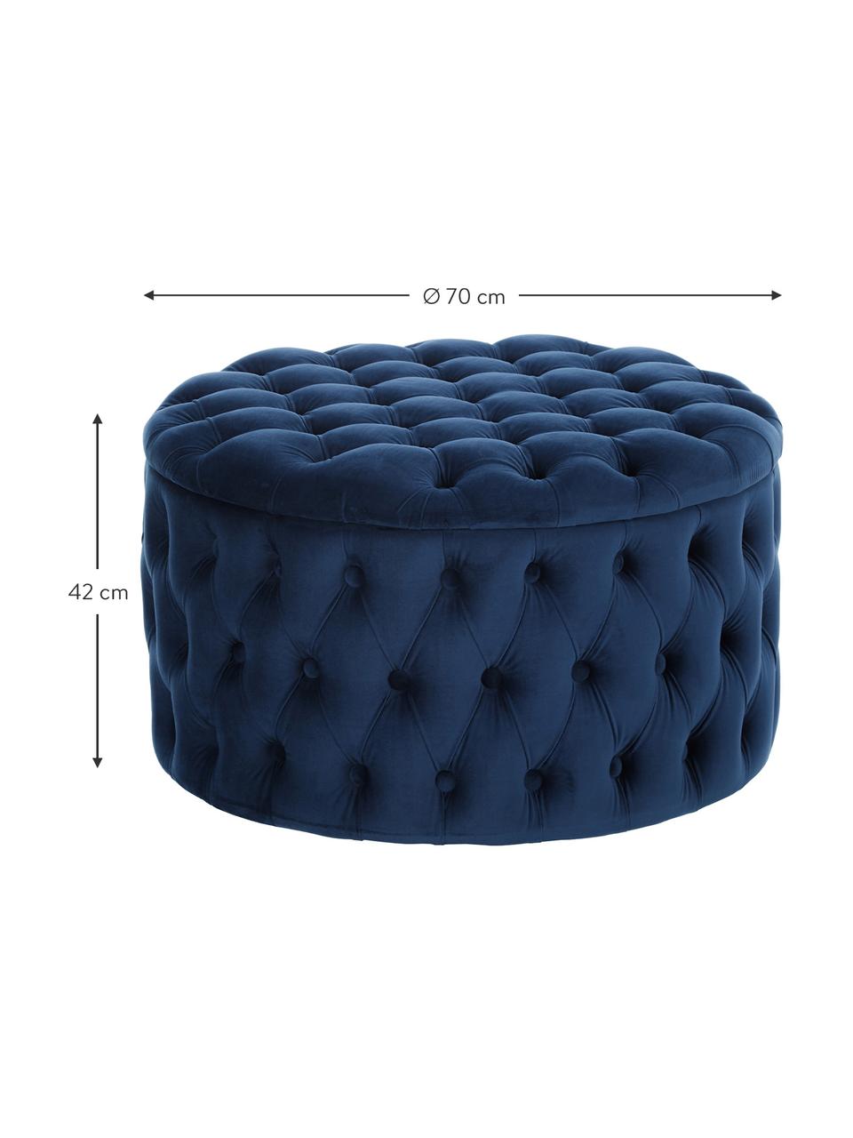 Pouf contenitore in velluto blu scuro Chiara, Rivestimento: velluto (poliestere) Il r, Blu, Ø 70 x Alt. 42 cm