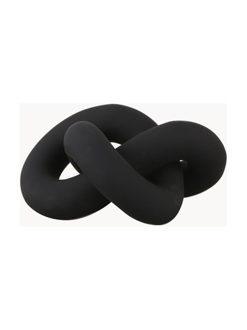 Ručně malovaná dekorace Knot, V 6 cm, Keramika, Matná černá, Š 12 cm, V 6 cm