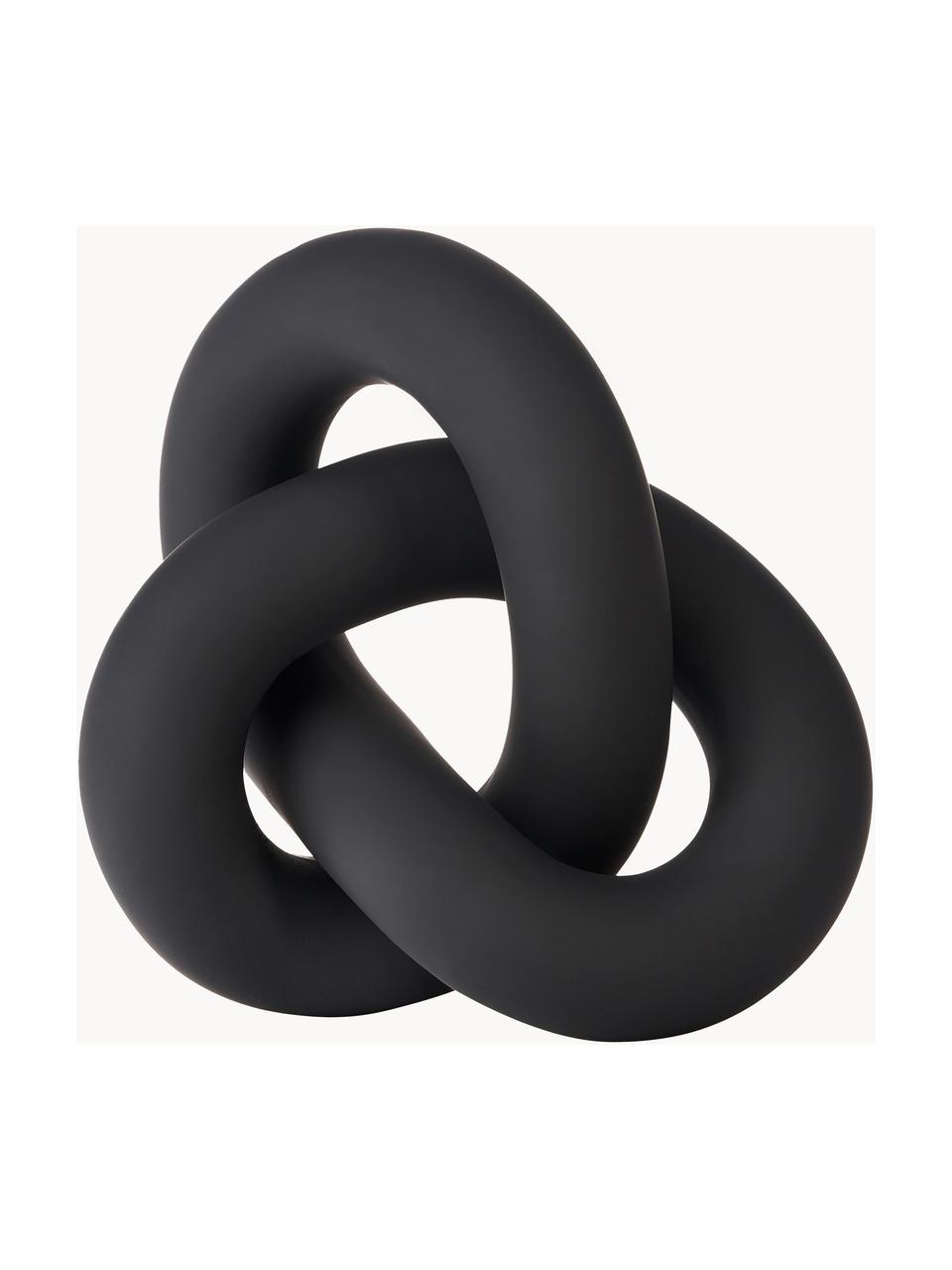 Ručne maľovaná dekorácia Knot, V 6 cm, Keramika, Matná čierna, Š 12 x V 6 cm