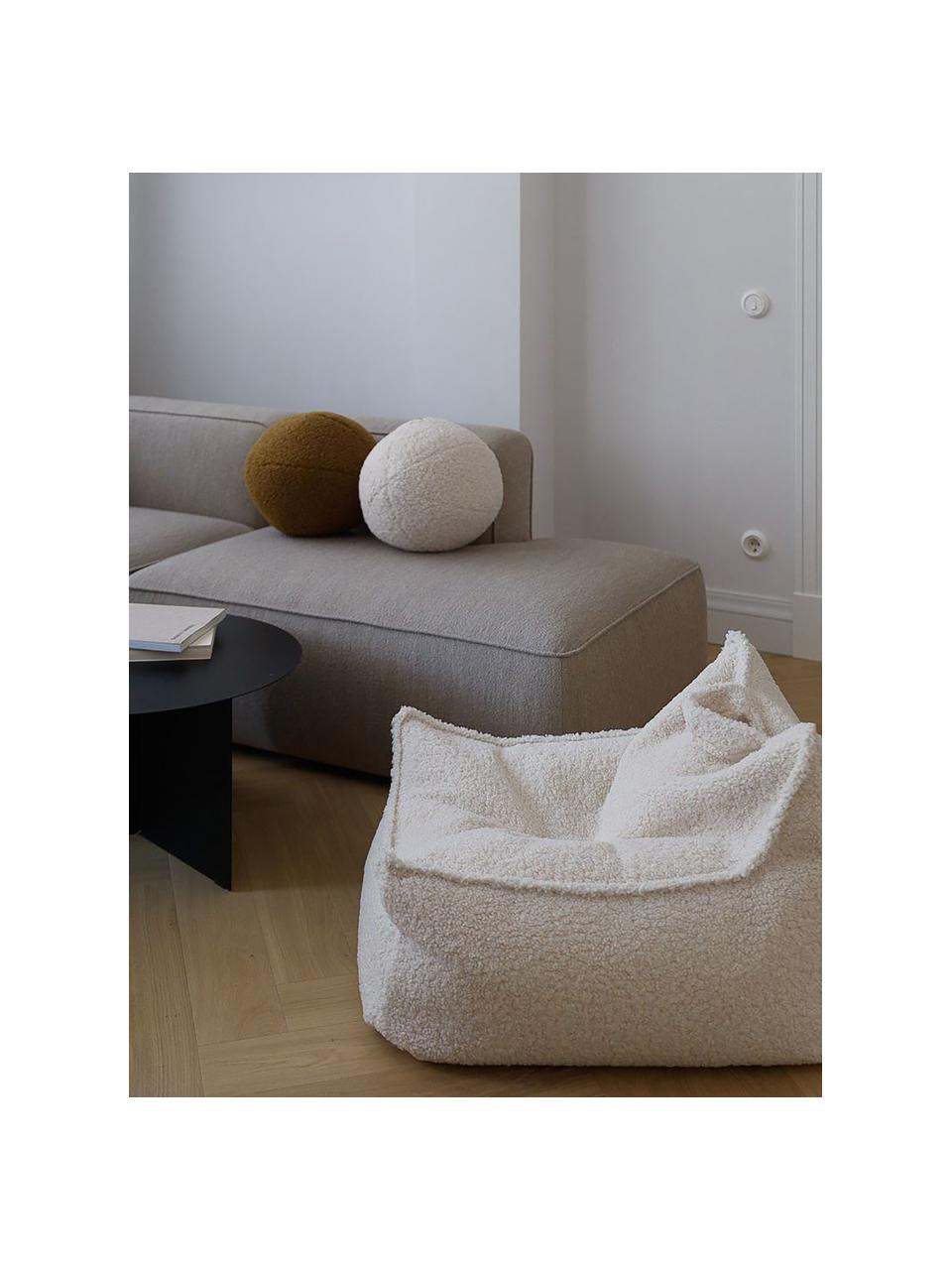 Pouf a sacco per bambini in teddy Sugar, Teddy bianco latte, Larg. 70 x Prof. 80 cm