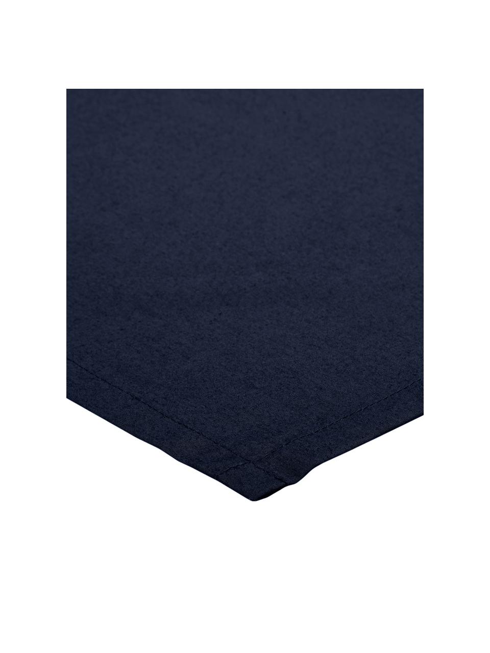 Drap plat en percale de coton Elsie, Bleu foncé, larg. 240 x long. 300 cm