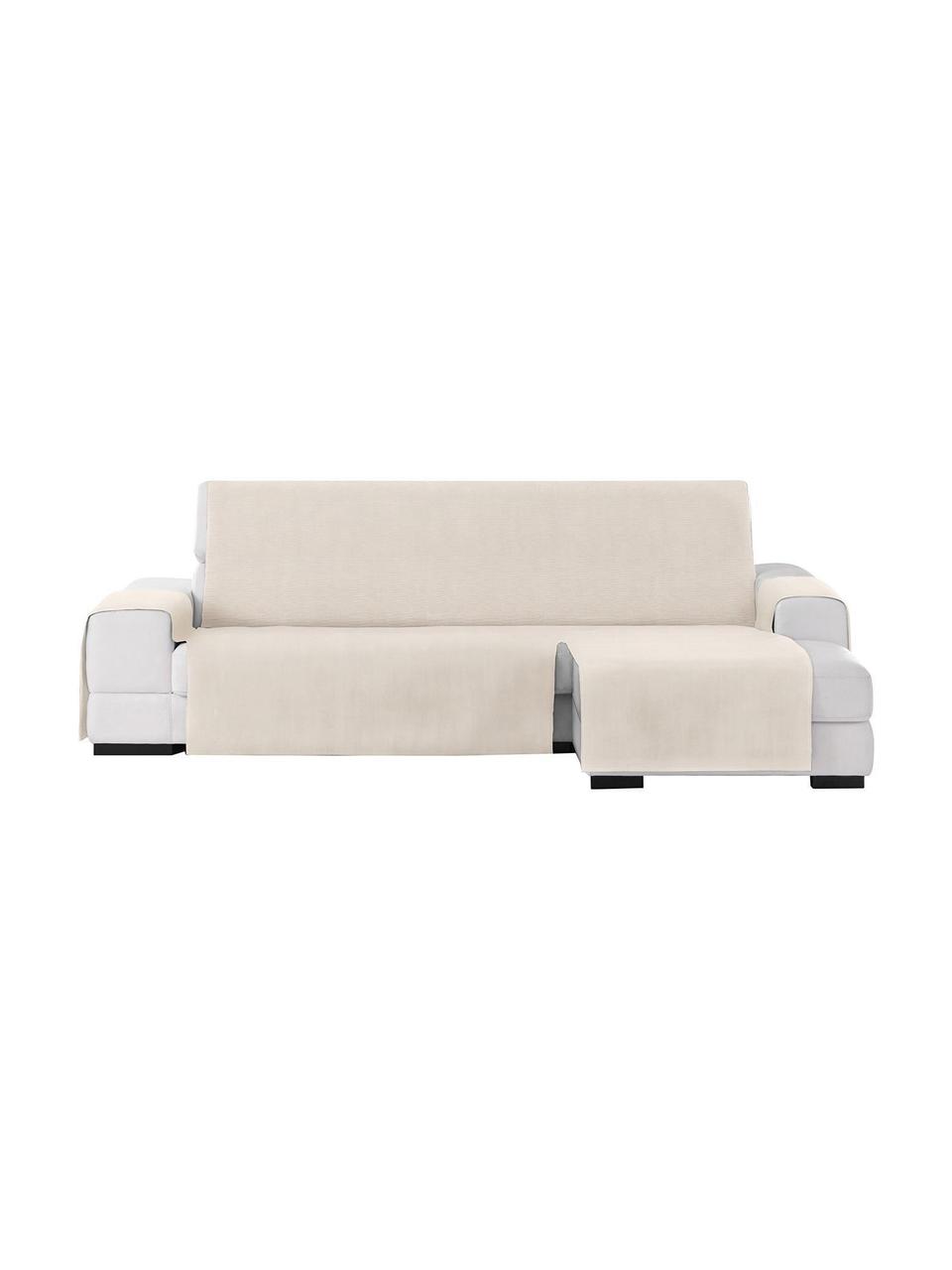 Copertura divano angolare Levante, 65% cotone, 35% poliestere, Beige, Larg. 150 x Lung. 240 cm, chaise-longue a destra