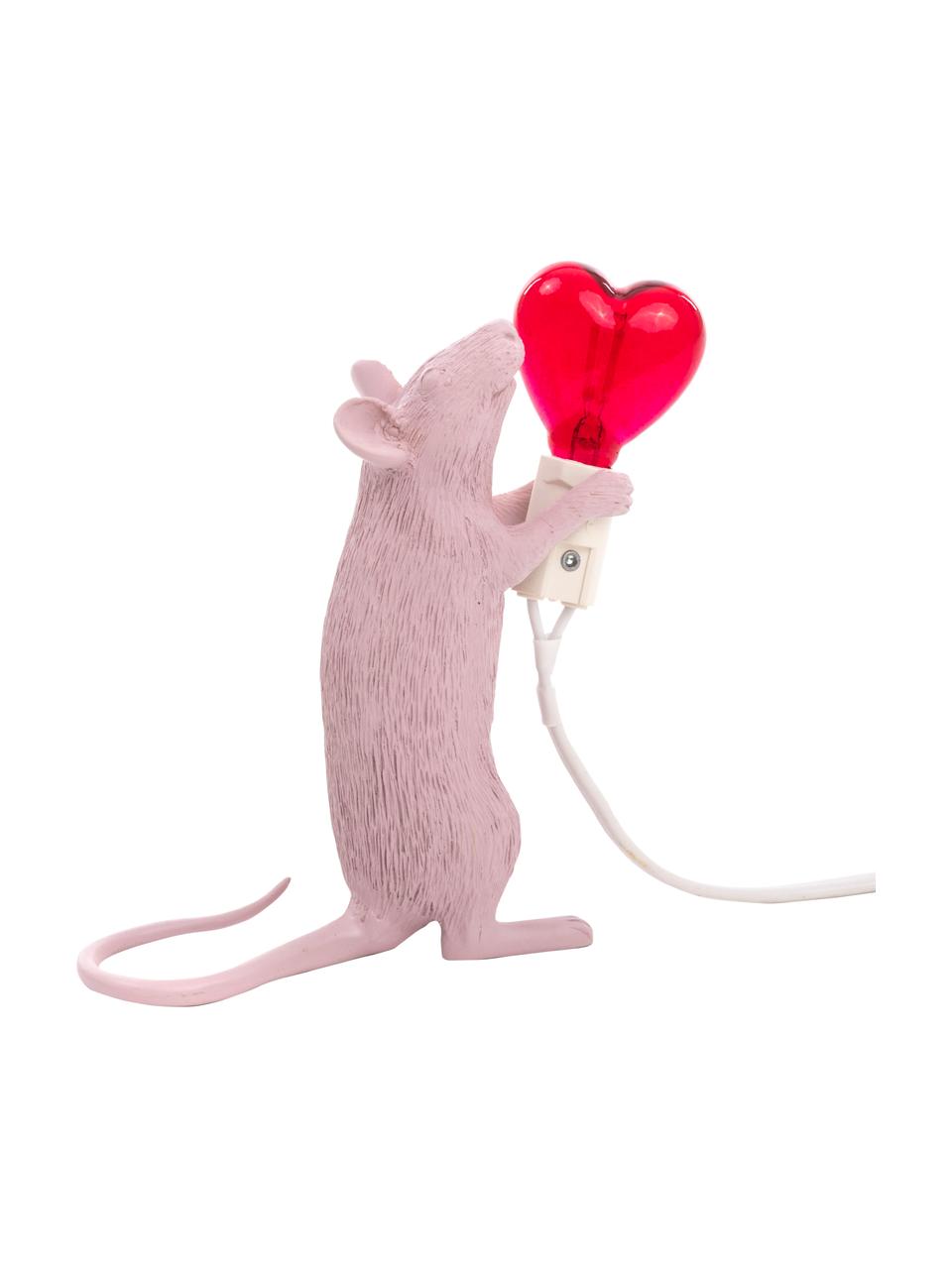 Designová stolní lampa Mouse Love, Růžová, červená