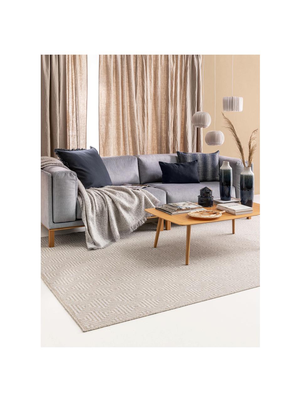 Tapis en laine gris beige Jacob, Gris clair, beige