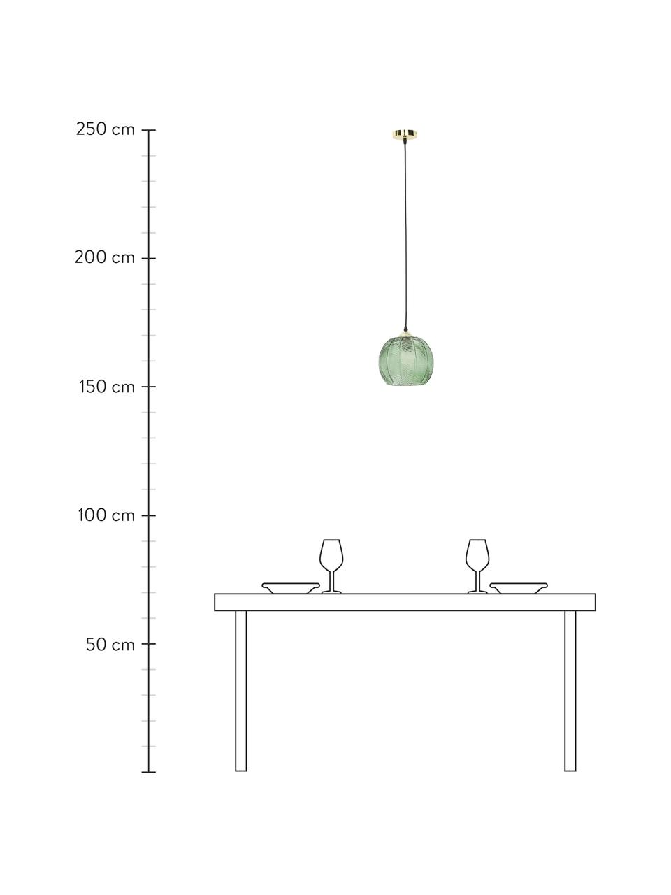 Lámpara de techo pequeña Luisa, Pantalla: vidrio, Anclaje: metal pintado, Cable: plástico, Verde, Ø 22 x Al 20 cm