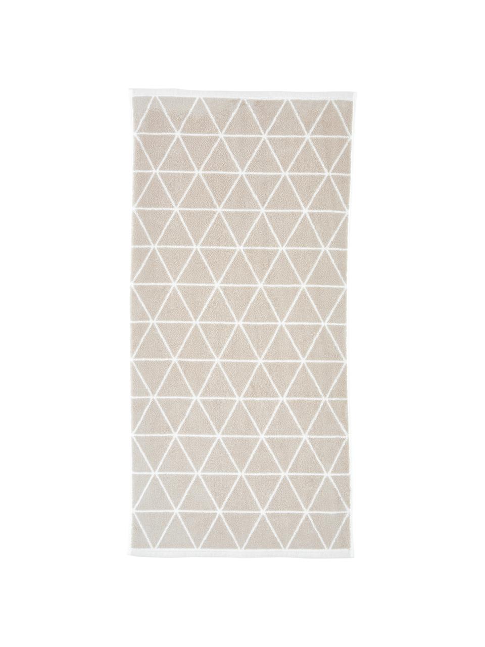 Oboustranný ručník s grafickým vzorem Elina, v různých velikostech, 100% bavlna, střední gramáž 550 g/m², Béžová, tlumeně bílá, Ručník pro hosty, Š 30, D 50 cm, 2 ks