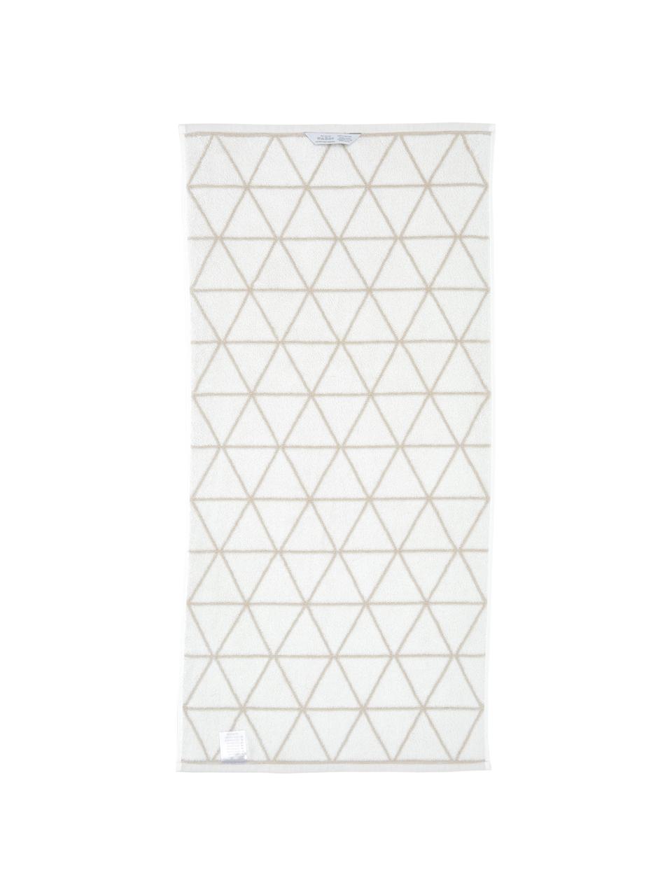 Dubbelzijdige handdoek Elina met grafisch patroon, Zandkleurig, crèmewit, Handdoek, B 50 x L 100 cm, 2 stuks