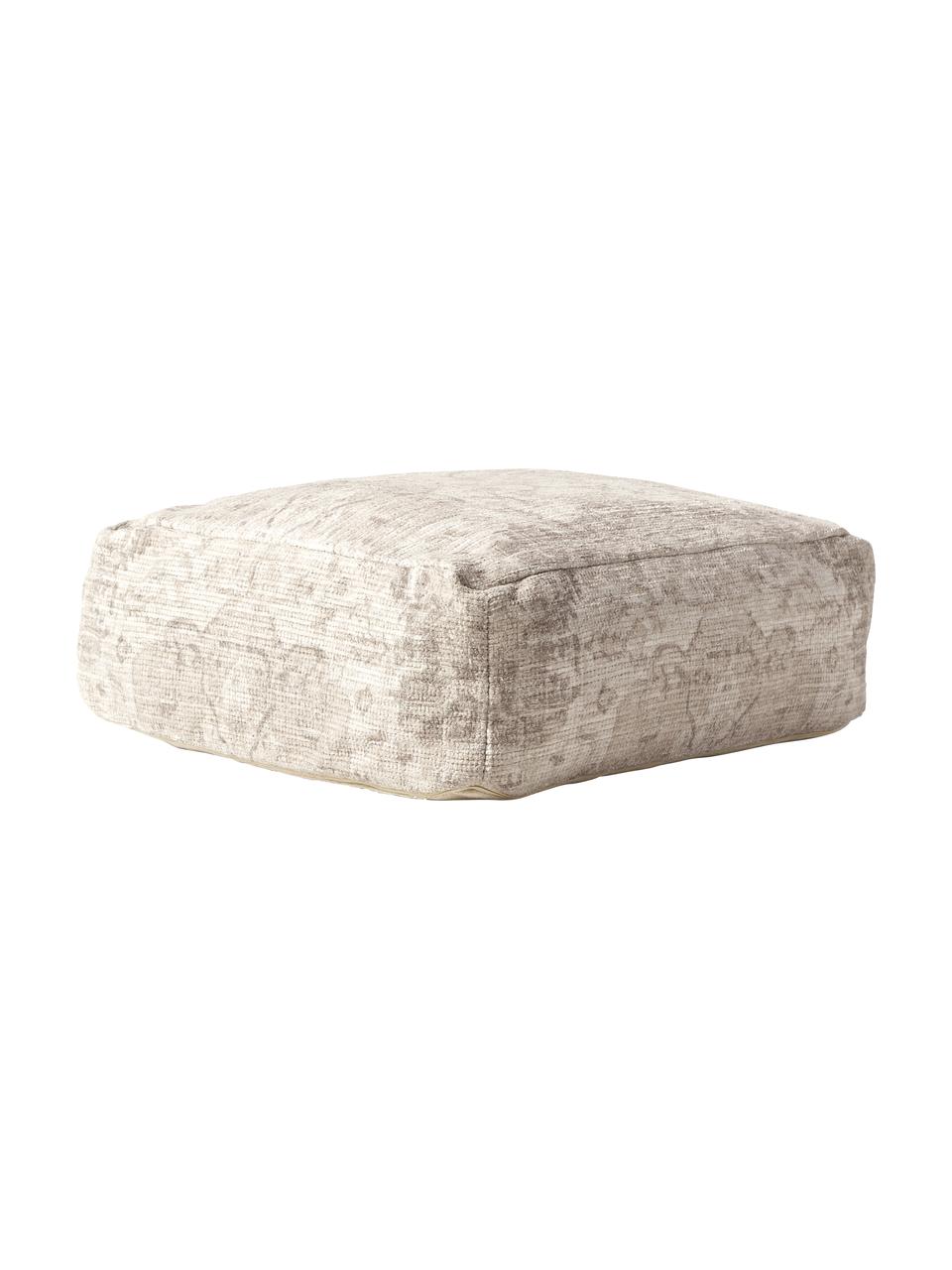 Cojín de suelo Renata, estilo vintage, Tapizado: 57% algodón, 40% poliéste, Parte delantera: 81% poliéster, 19% algodó, Parte trasera: 100% algodón, Beige, An 70 x L 70 cm
