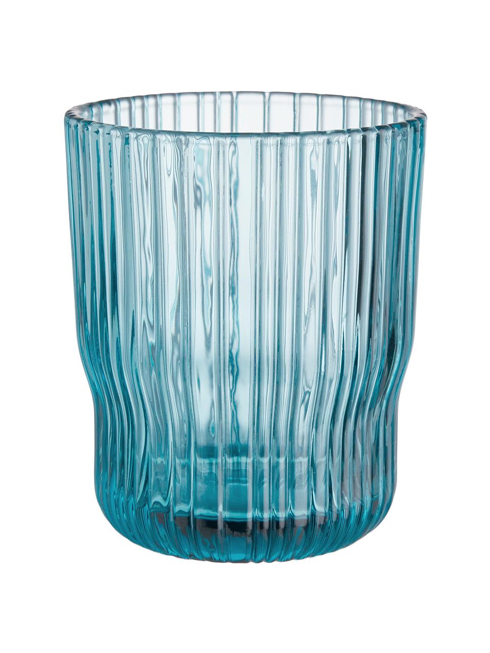 Vasos con relieve Chelsea, 6 uds., Vidrio, Azul turquesa, Ø 8 x Al 10 cm, 250 ml