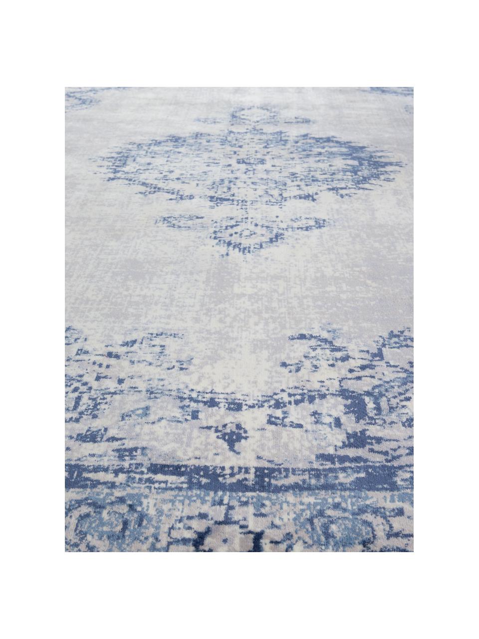 Tapis vintage bleu beige Marvel, Bleu, tons beiges