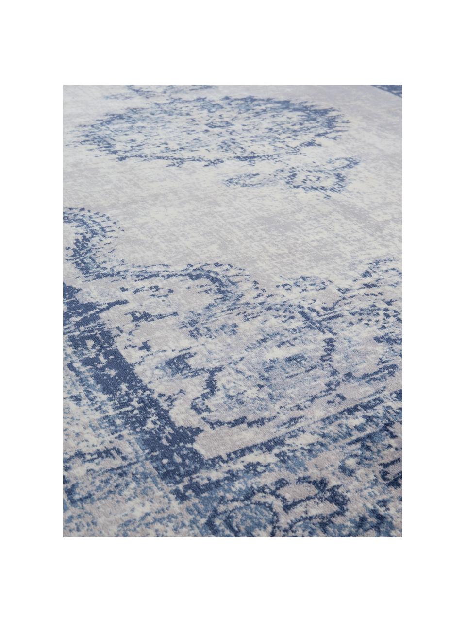 Tapis vintage bleu beige Marvel, Bleu, tons beiges