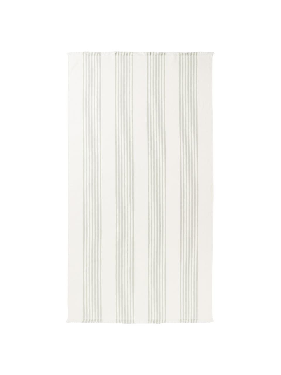 Fouta s třásněmi Aren, Zelená, Š 100 cm, D 180 cm