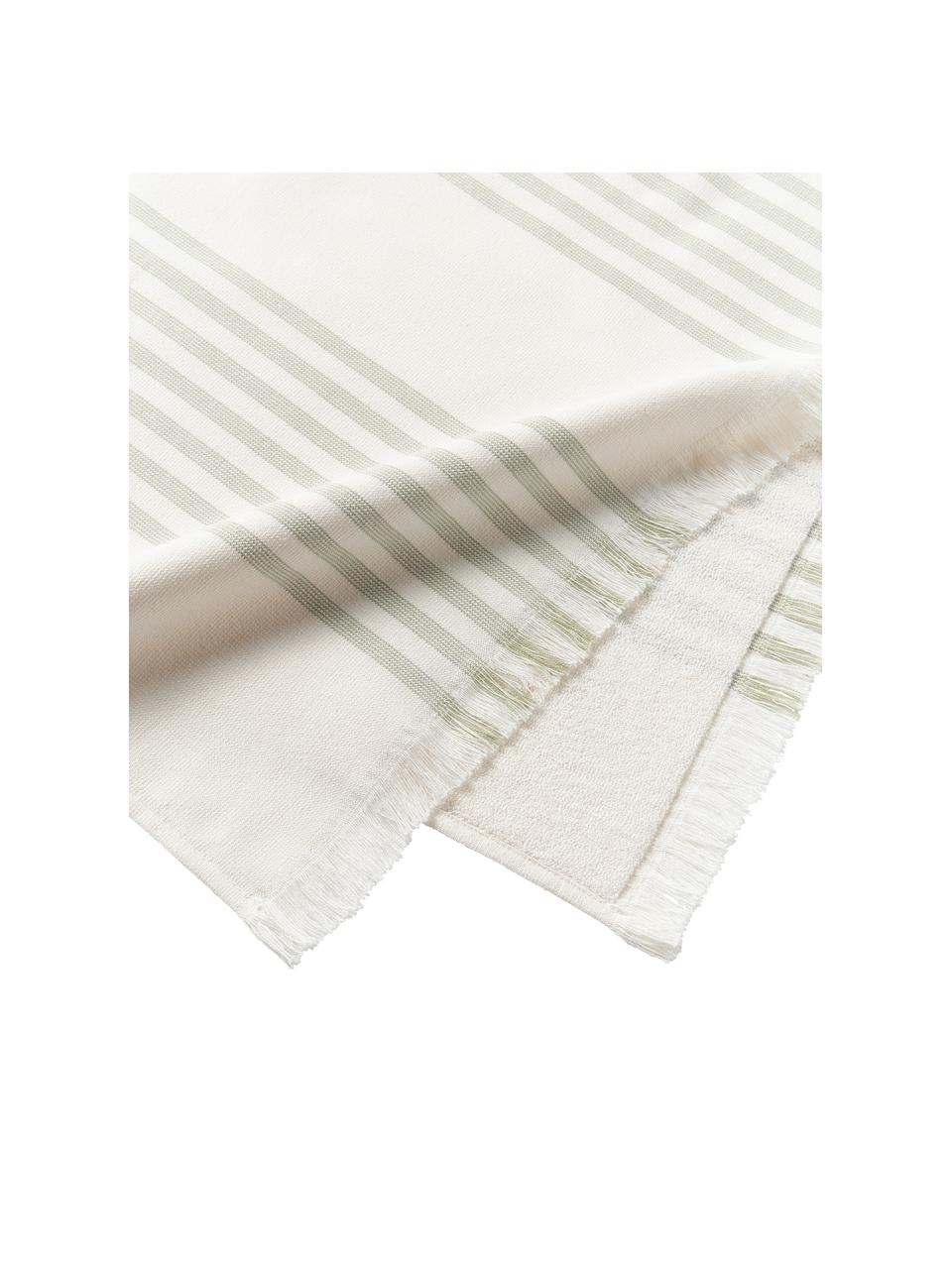Telo fouta con frange Aren, Verde, Larg. 100 x Lung. 180 cm