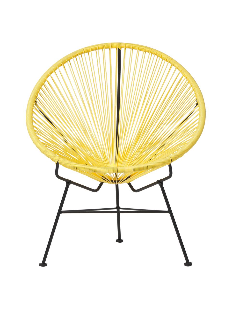 Loungesessel Bahia aus Kunststoff-Geflecht in Sonnengelb, Sitzfläche: Kunststoff, Gestell: Metall, pulverbeschichtet, Gelb, B 81 x T 73 cm