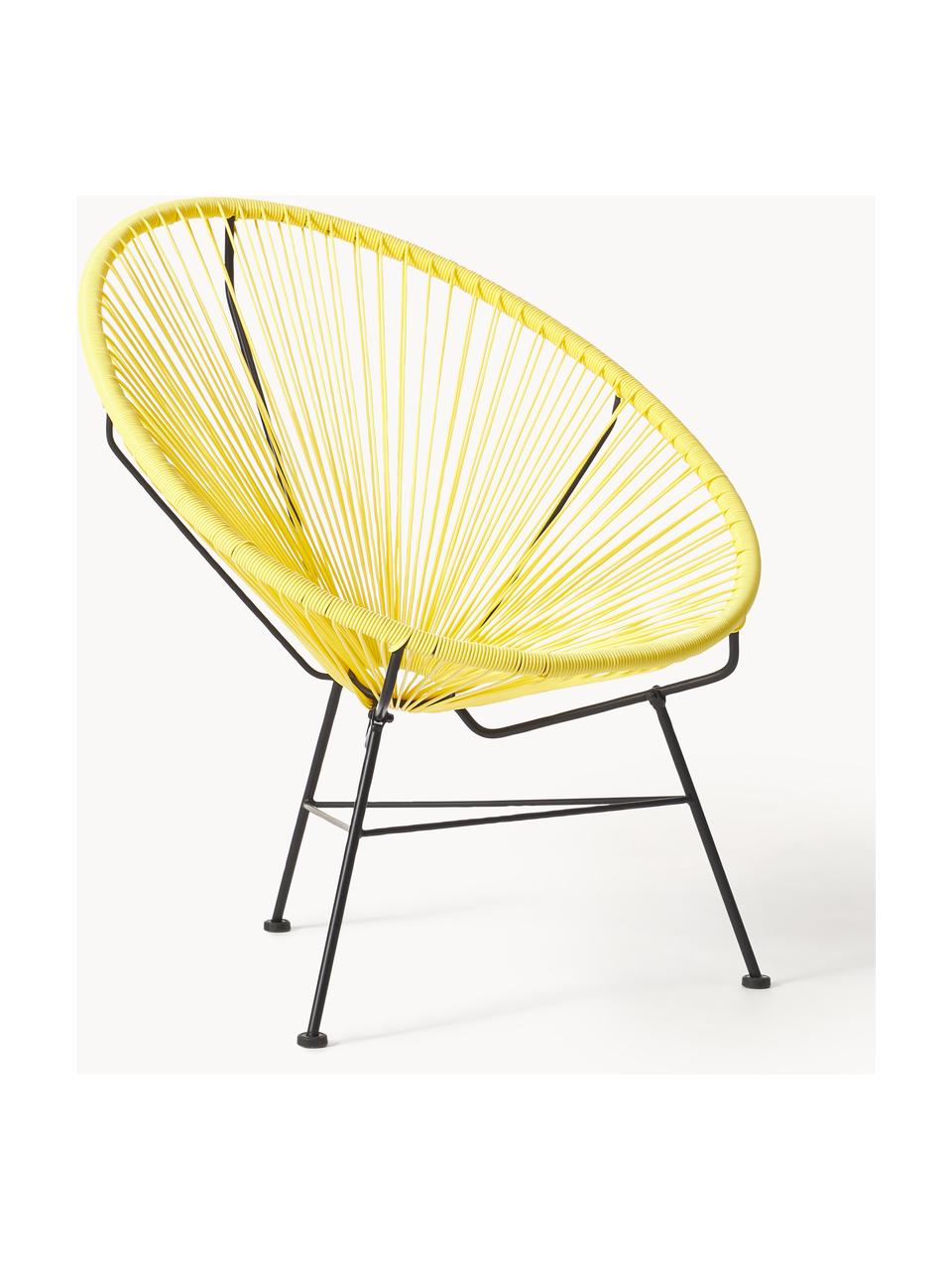 Fauteuil acapulco en plastique tressé Bahia, Jaune, larg. 81 x prof. 73 cm