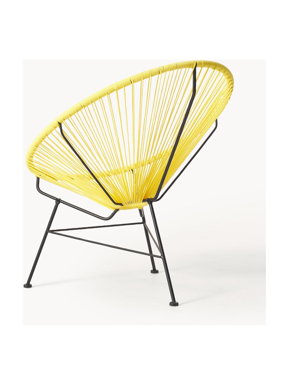 Fauteuil acapulco en plastique tressé Bahia, Jaune, larg. 81 x prof. 73 cm