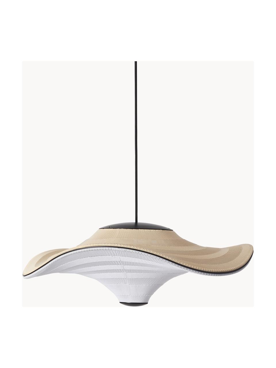 LED hanglamp Flying uit natuurlijke vezels, Lampenkap: natuurlijke vezel, Lichtbeige, wit, Ø 58 x H 27 cm