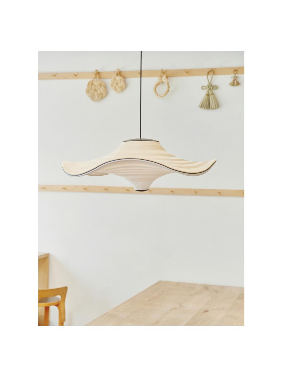 LED-Pendelleuchte Flying aus Naturfaser, Lampenschirm: Naturfaser, Hellbeige, Weiß, Ø 78 x H 33 cm