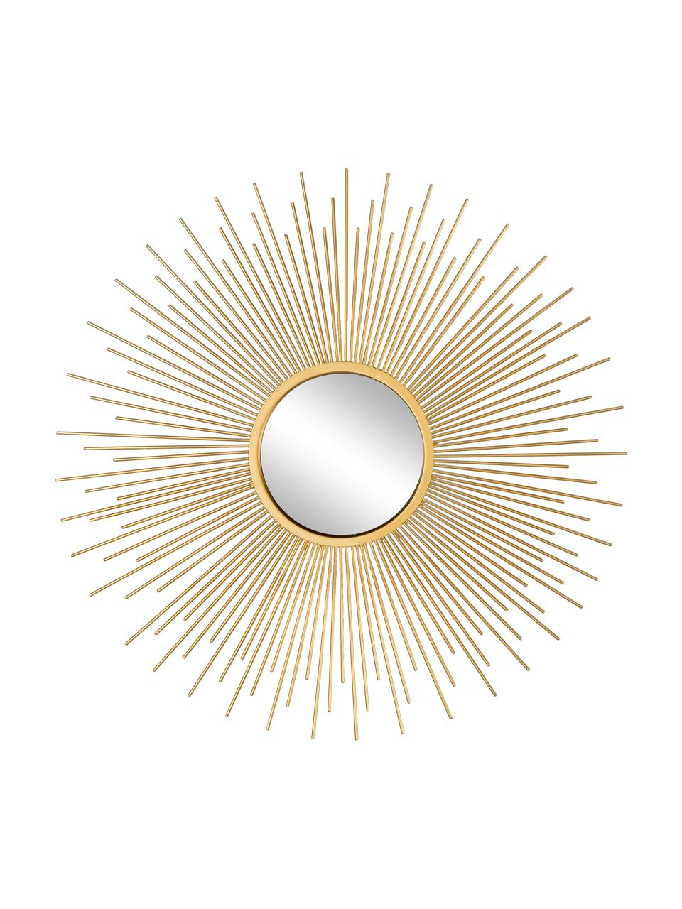 Set 3 specchi decorativi da parete con cornice in metallo dorato Sun, Cornice: metallo rivestito, Superficie dello specchio: lastra di vetro, Dorato, Set in varie misure