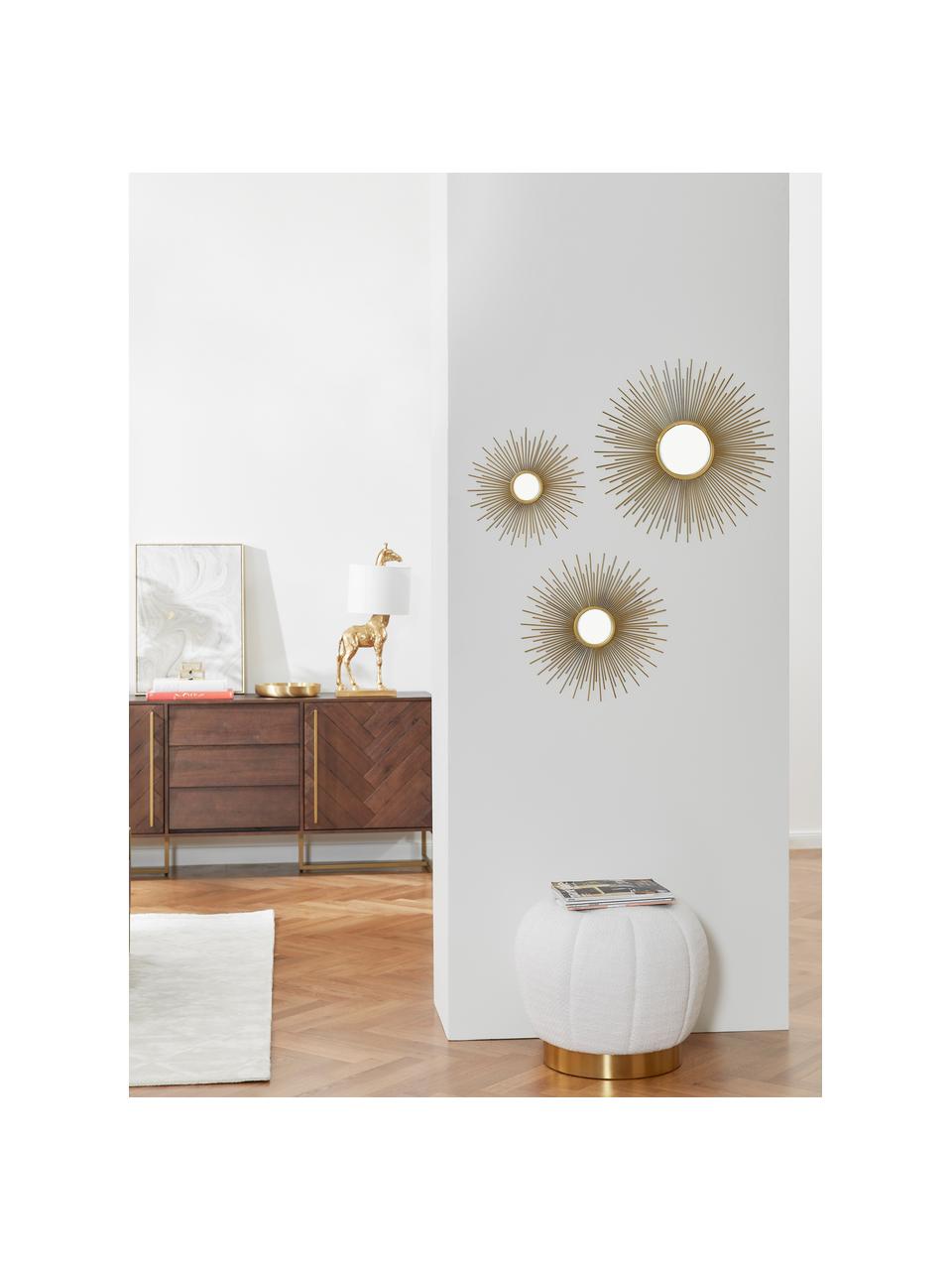 Dekospiegel-Set Sun, 3-tlg, Rahmen: Metall, beschichtet, Spiegelfläche: Spiegelglas, Goldfarben, Set mit verschiedenen Größen