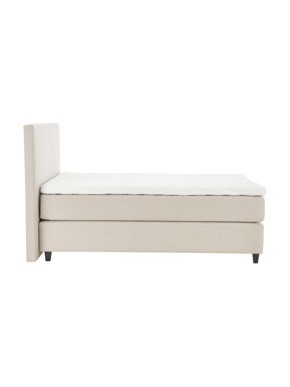 Letto boxspring premium in tessuto beige Eliza, Materasso: nucleo a 5 zone di molle , Struttura: legno di pino massiccio, Piedini: legno di betulla massicci, Tessuto beige, 140 x 200 cm, durezza 2