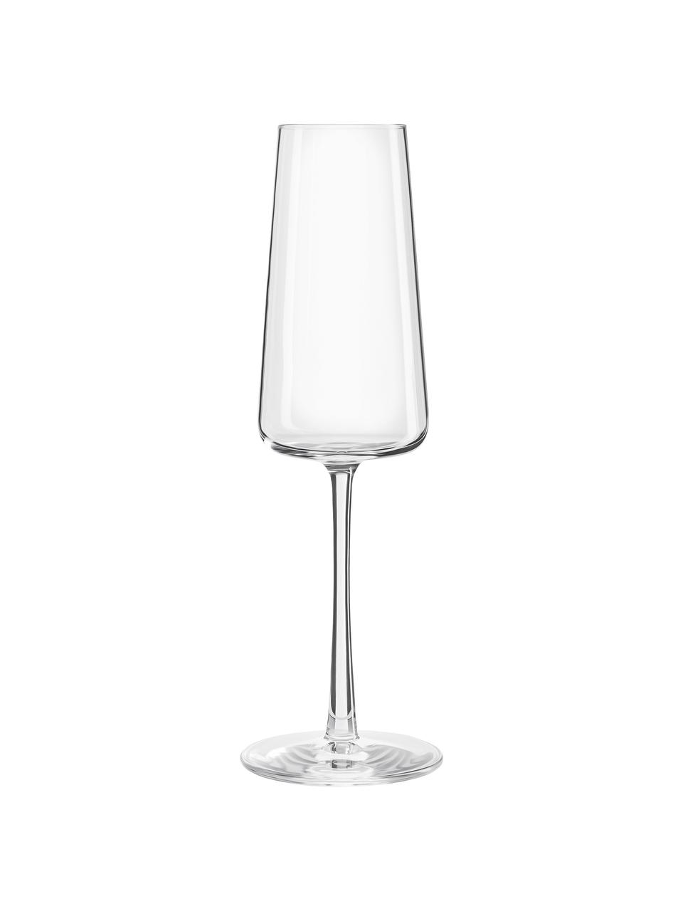 Krištáľové poháre na šampanské v tvare kužeľa Power, 6 ks, Krištáľové sklo, Priehľadná, Ø 7 x V 23 cm, 240 ml