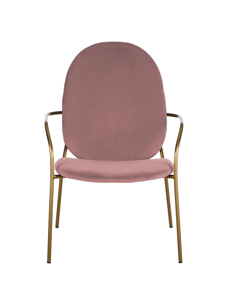 Fauteuil lounge en velours Mary, Vieux rose