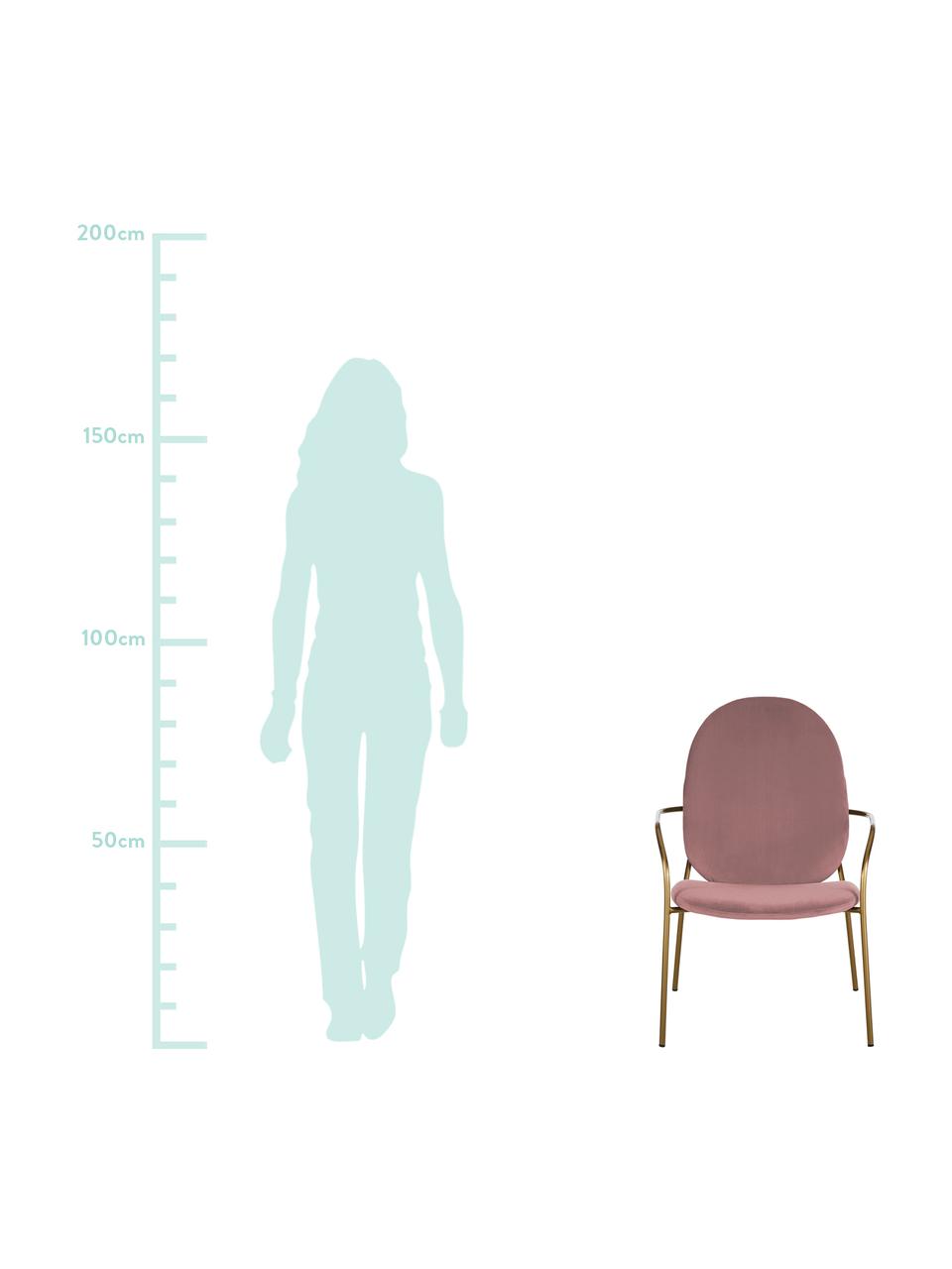 Fotel wypoczynkowy z aksamitu Mary, Tapicerka: aksamit (poliester) 15 00, Stelaż: metal powlekany, Brudny różowy, S 63 x G 73 cm