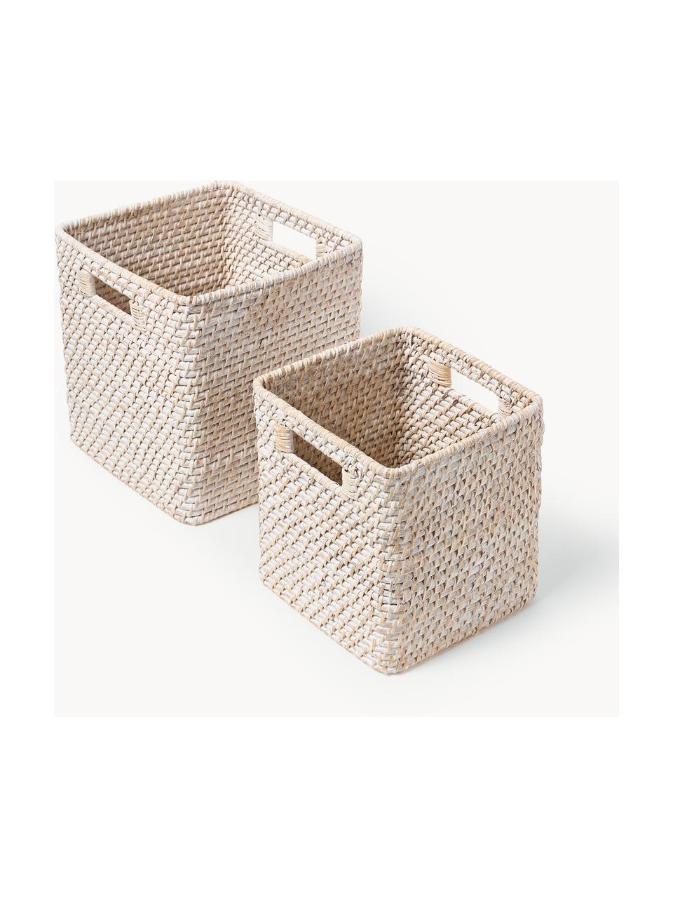 Paniers de rangement Lurdes, 2 élém., Rotin, Beige clair, Lot de différentes tailles