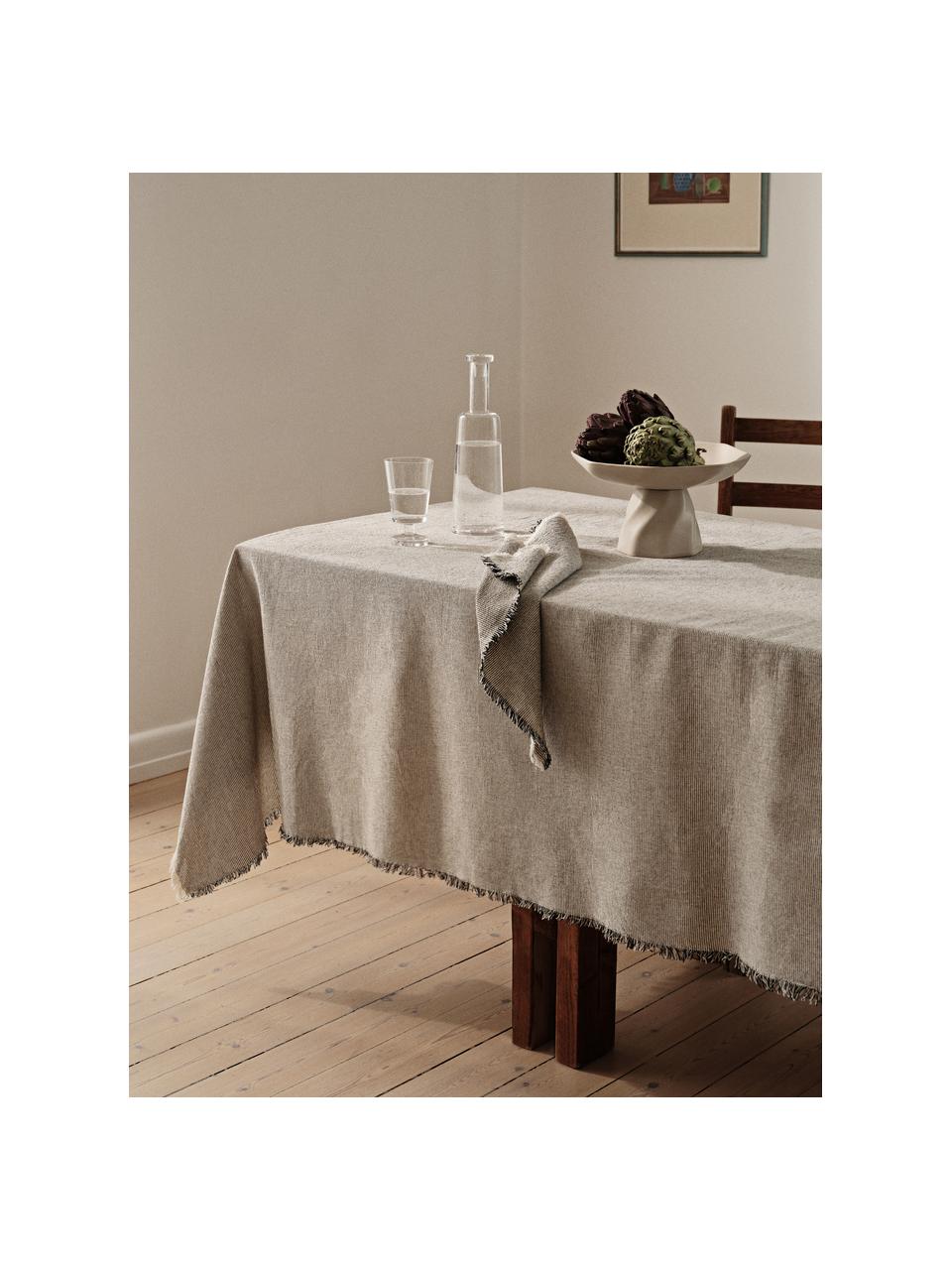 Nappe en coton Elouise, tailles variées, 100% coton, Blanc cassé, anthracite, 6-8 personnes (larg. 160 x long. 200 cm)