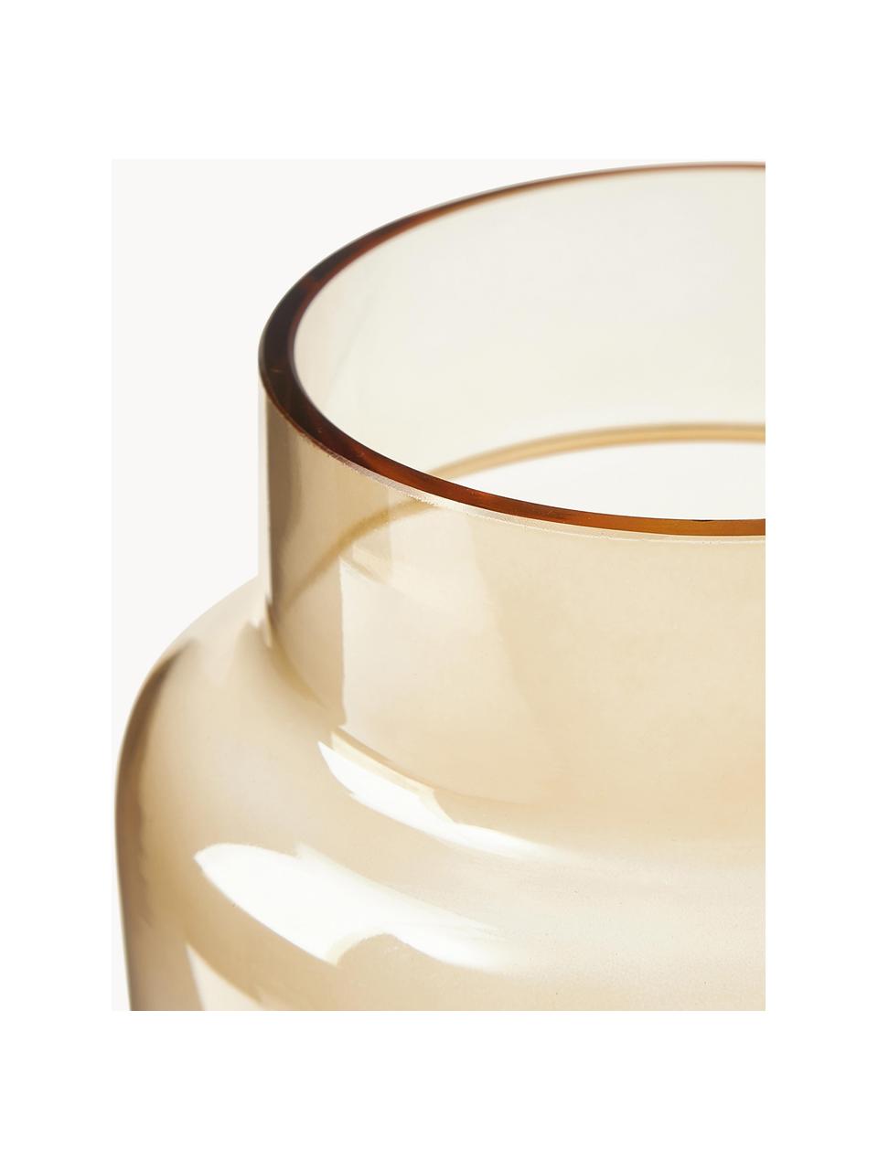 Große Glas-Vase Lasse, H 22 cm, Glas, Ocker, Ø 13 x H 22 cm