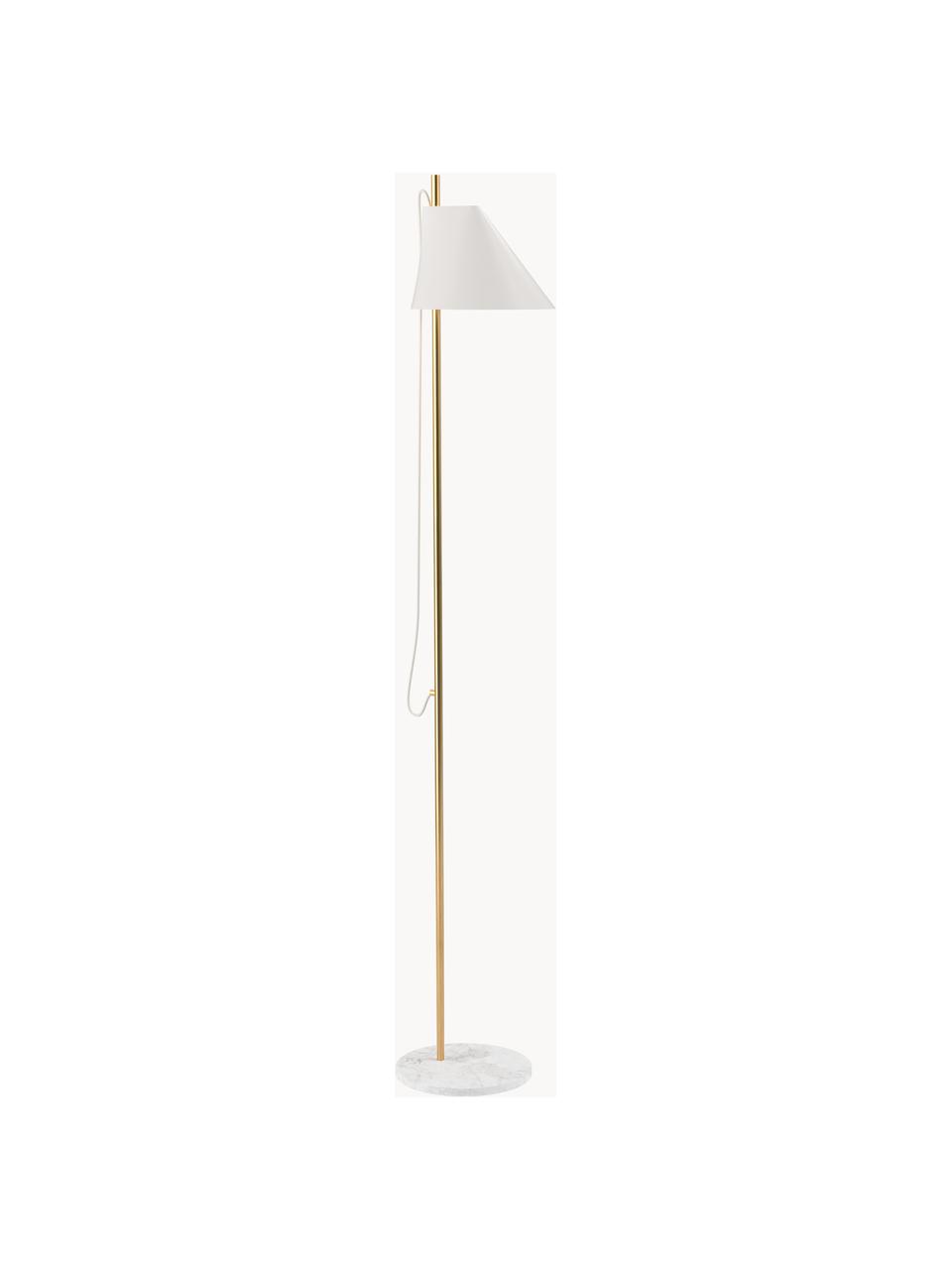 Stmievateľná LED lampa na čítanie Yuh, Biela, mramorovaná, mosadzná, V 140 cm