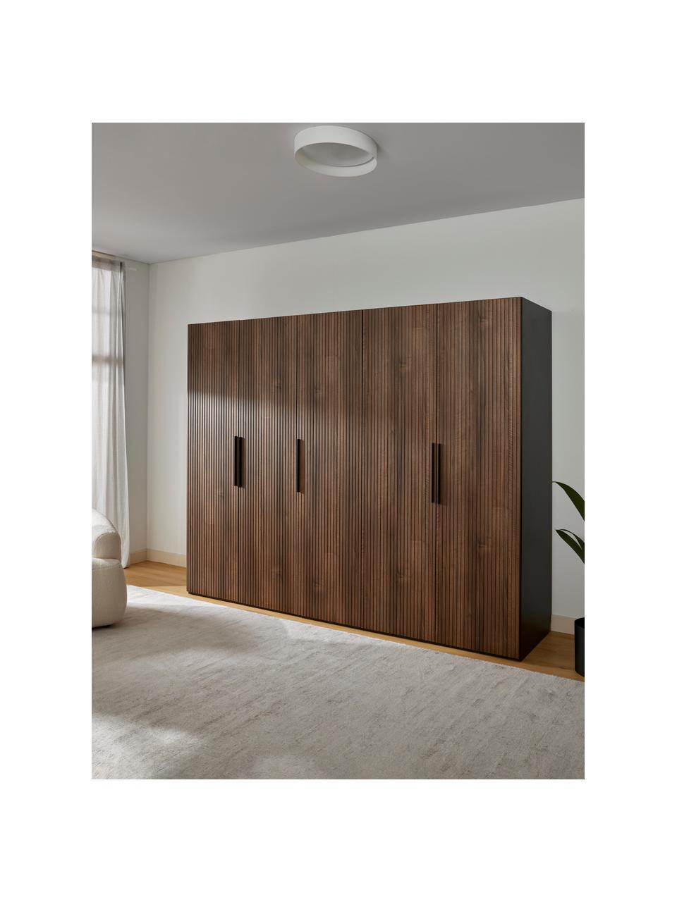 Armoire modulaire à portes battantes Simone, larg. 250 cm, plusieurs variantes, Aspect bois de noyer, noir, Classic Interior, larg. 250 x haut. 236 cm