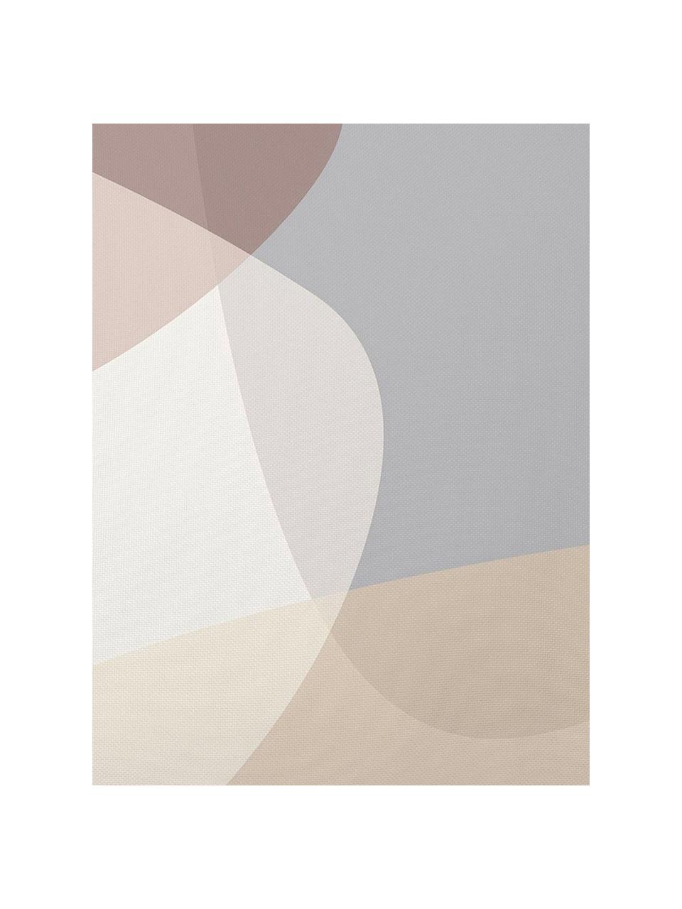 Kissenhülle Graphic mit geometrischem Print, 100% Polyester, Beige, Grau, Creme, Altrosa, 40 x 40 cm