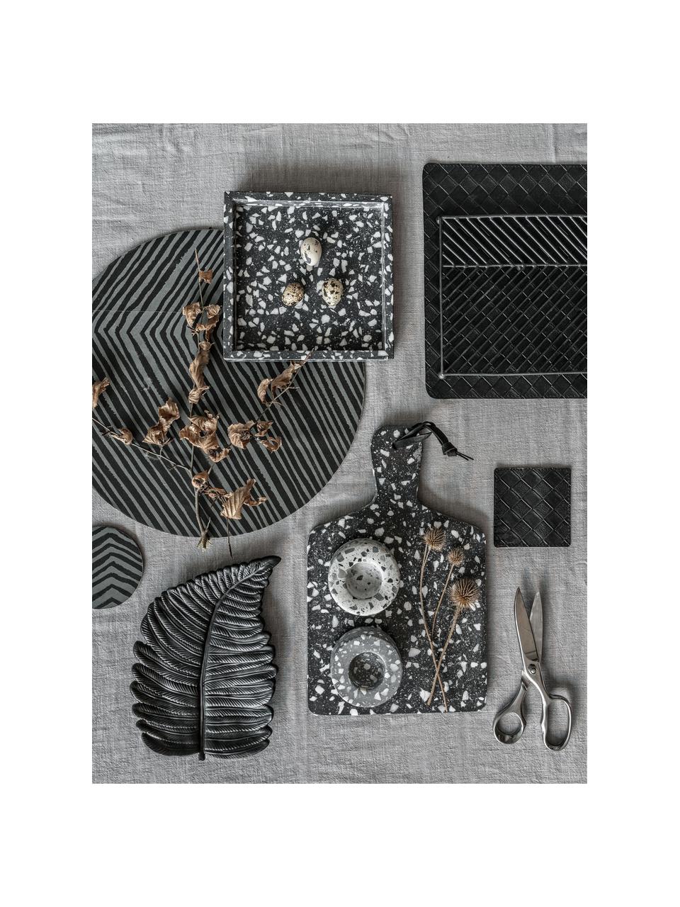 Dienblad Hygge van terrazzo, Terrazzo, Zwart, wit, B 20 x D 20 cm
