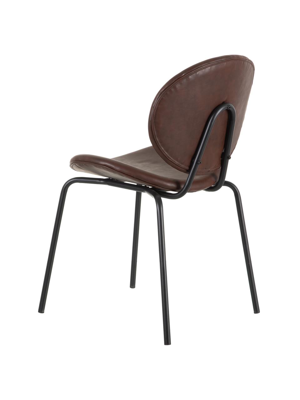 Čalouněná židle z imitace kůže Frankie, Tmavě hnědá, černá