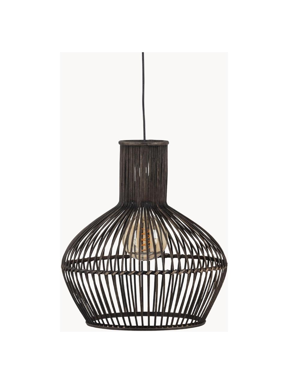 Lampa wisząca z drewna bambusowego Asia, Czarny, Ø 44 x W 50 cm