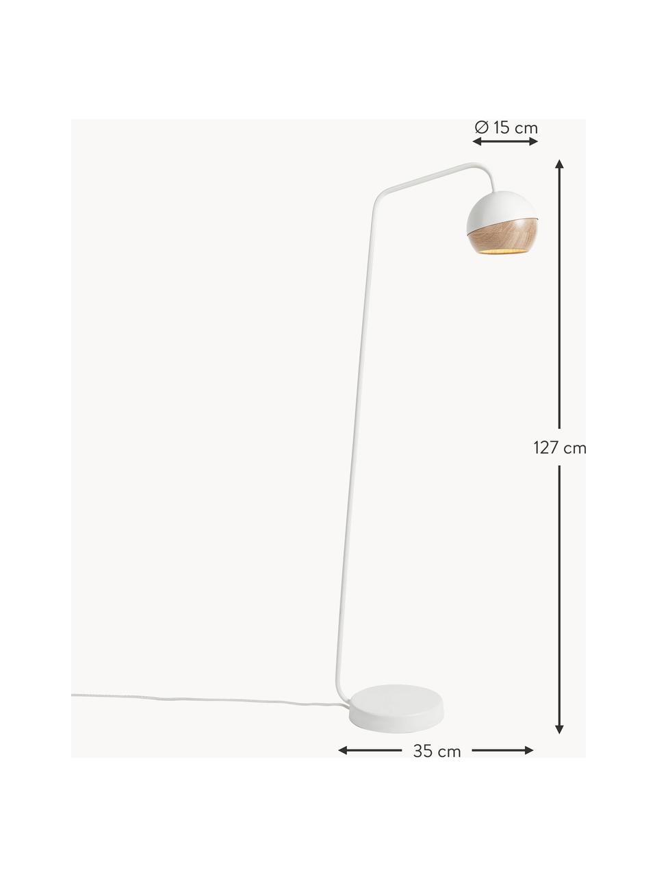 Kleine Leselampe Ray, Lampenschirm: Eichenholz, Weiss, H 127 cm