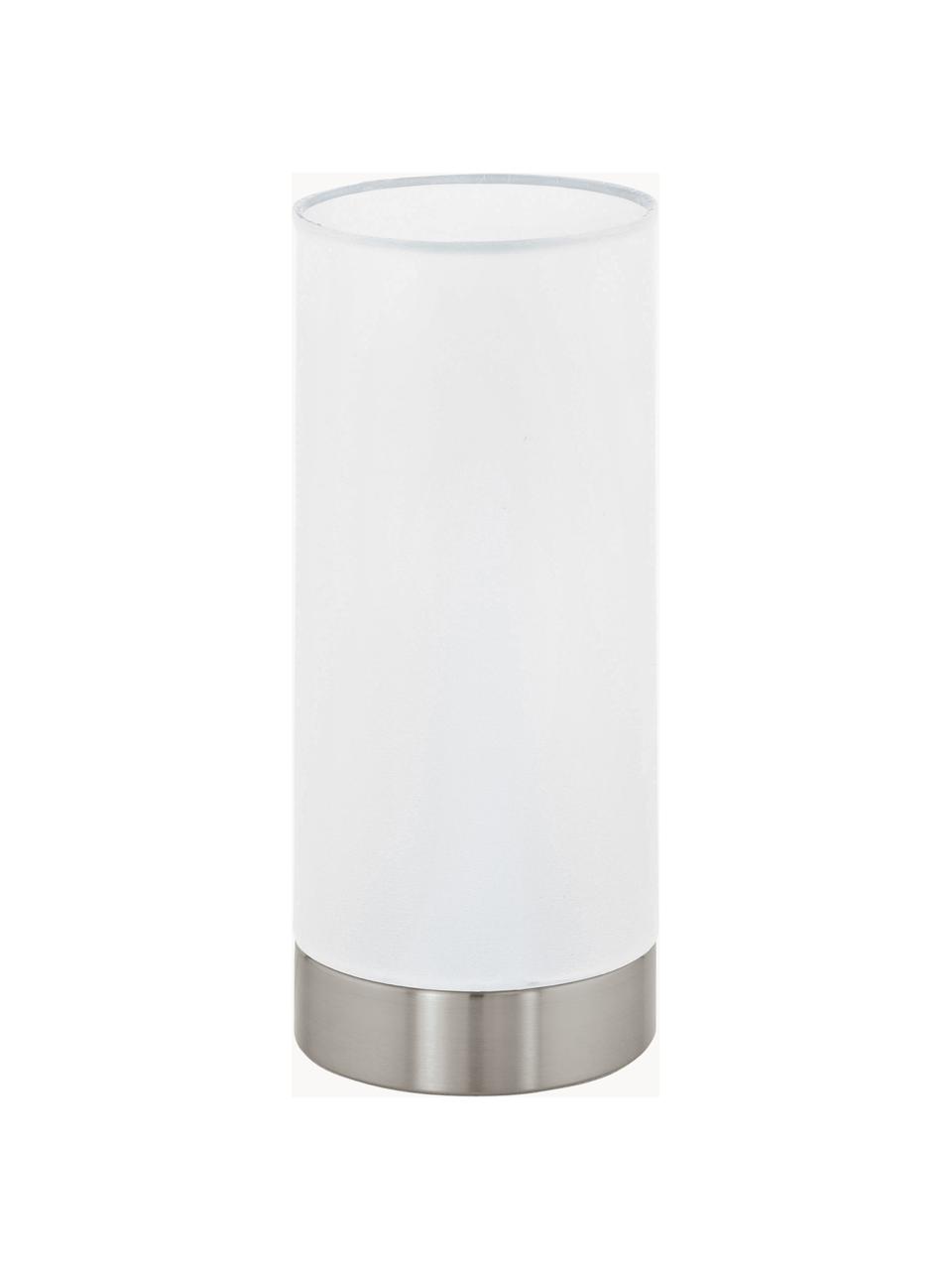 Malá stmívatelná noční stolní lampa Pasteri, Bílá, stříbrná, Ø 12 cm, V 26 cm
