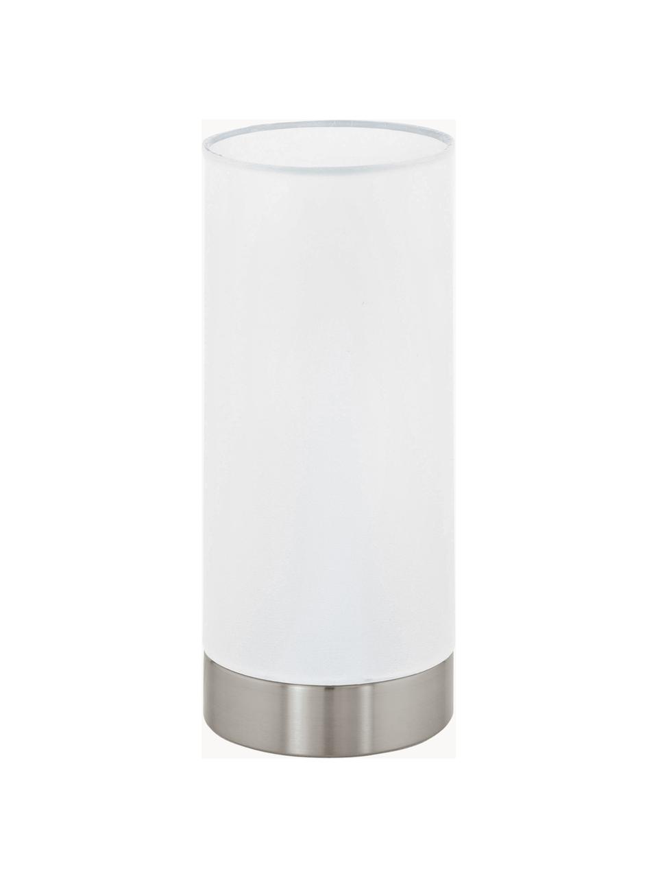 Petite lampe de chevet intensité variable Pasteri, Blanc, argenté, Ø 12 x haut. 26 cm