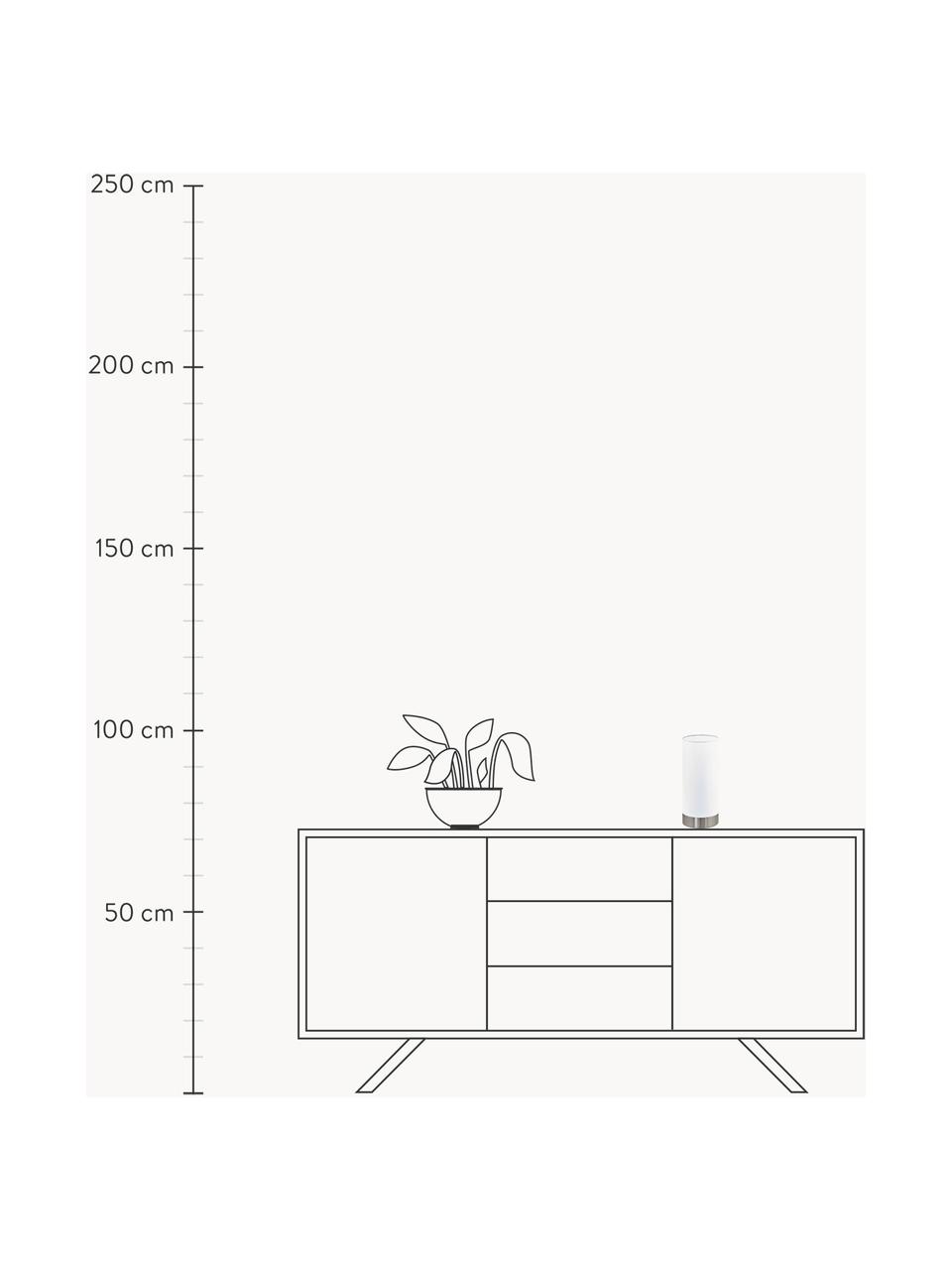 Kleine dimbare tafellamp Pasteri, Lampenkap: polyester, Lampvoet: staal, vernikkeld, Wit, zilverkleurig, Ø 12 x H 26 cm