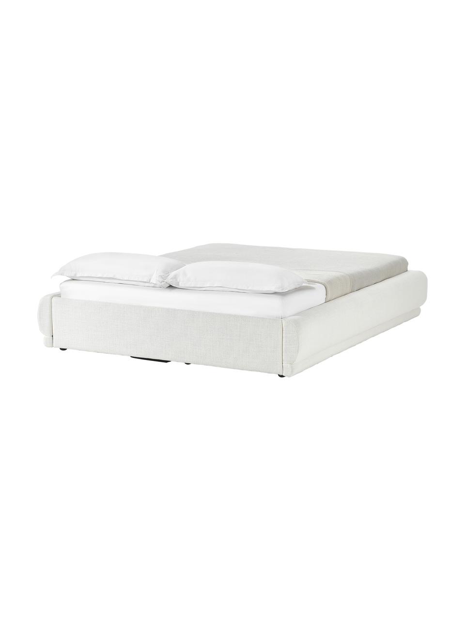 Čalouněná bouclé postel s úložným prostorem Blair, Bílá, 140 x 200 cm