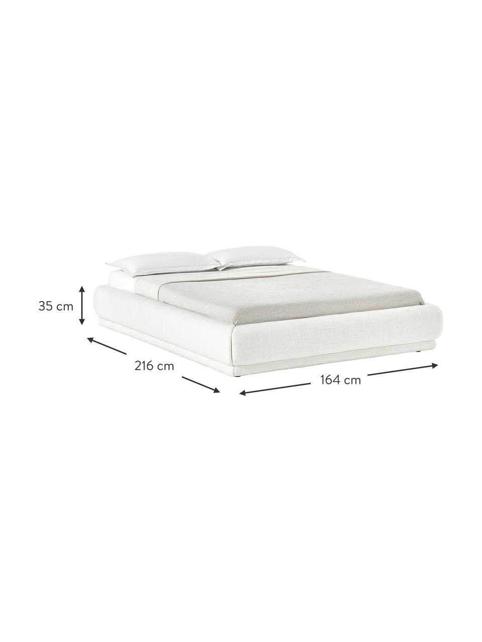 Cama tapizada en bouclé Blair, con espacio de almacenamiento, Estructura: madera contrachapada de e, Funda: bouclé (90% poliéster, 10, Bouclé blanco, 140 x 200 cm