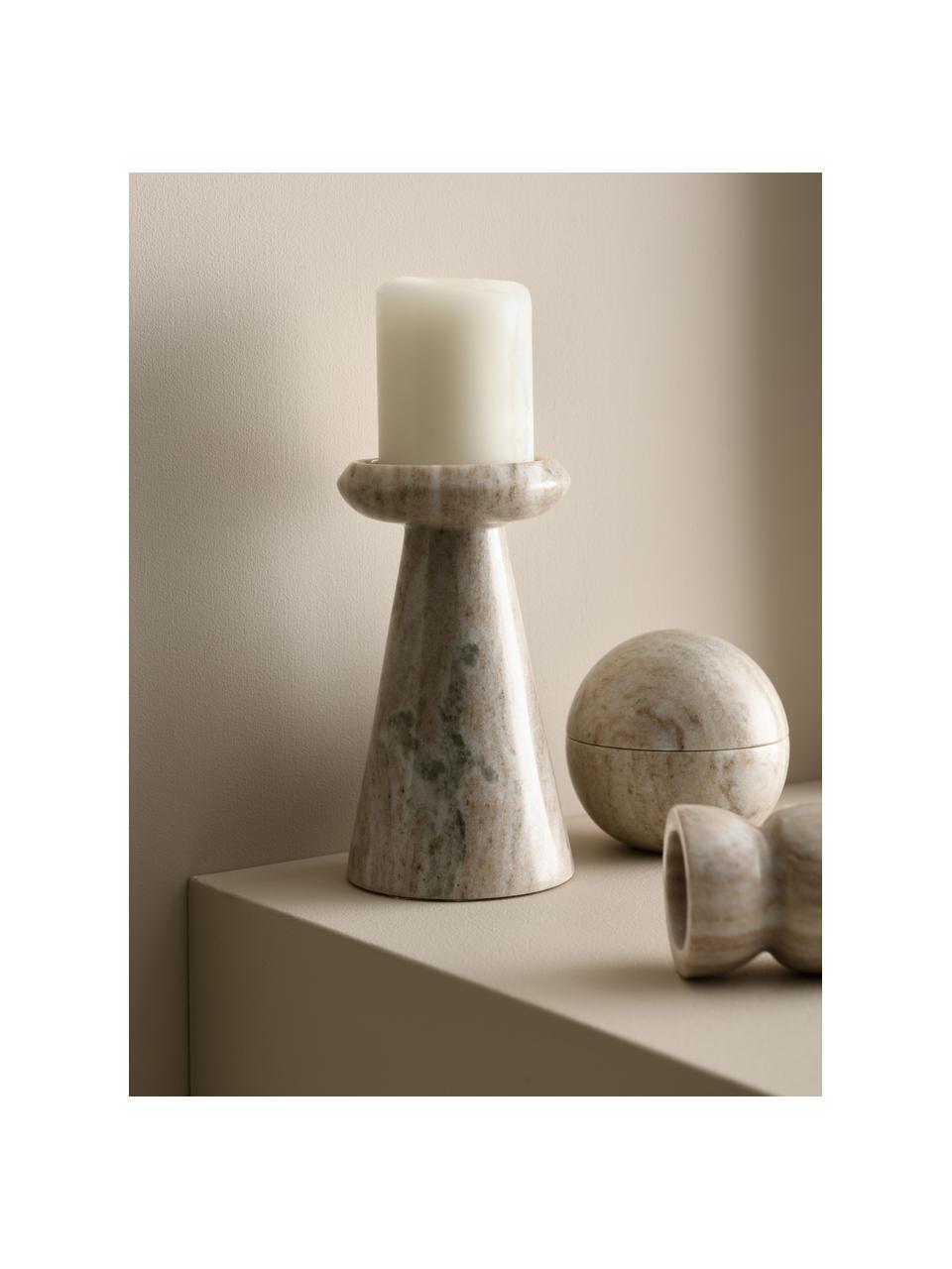 Marmor-Kerzenhalter Bea in Beige, Marmor, Beige, Ø 10 x H 18 cm