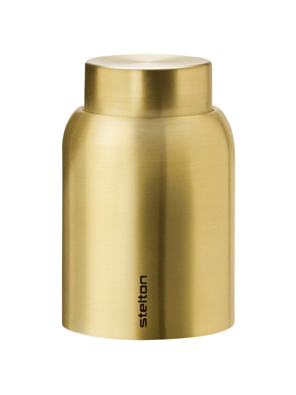 Vakuum-Flaschenverschluss Collar in Gold, Edelstahl, vermessingt, Messingfarben, Ø 4 x H 6 cm