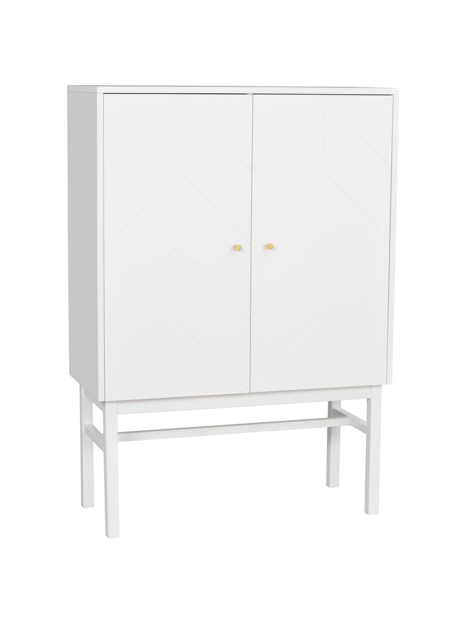 Scandi dressoir Webster met deuren in wit, Frame: MDF, Poten: massief rubberhout, Wit, 94 x 135 cm