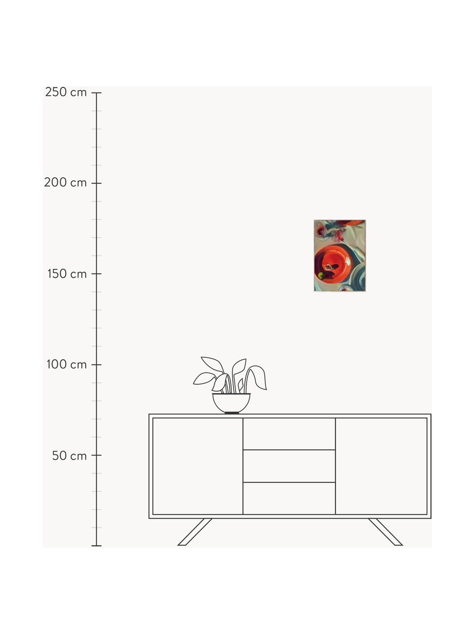 Poster Fine Dinning, 210 g de papier mat de la marque Hahnemühle, impression numérique avec 10 couleurs résistantes aux UV, Rouge corail, grège, larg. 30 x haut. 40 cm
